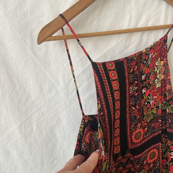 Topshop Patchwork Boho Print Spaghetti Strap Maxi Dress Side Slits - Picture 13 of 13